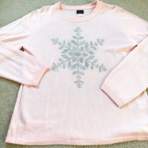 Holiday Editions Light Pink Snowflake Sweatshirt